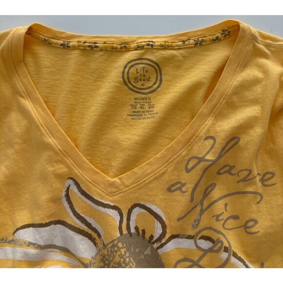 Life Is Good Shirt Size XL Yellow Have a Nice Daisy Graphic Tee Soft 3/4 Sleeve - Picture 7 of 16